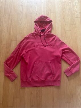 Balmain Men's Pink Pullover Crewneck Sweatshirt